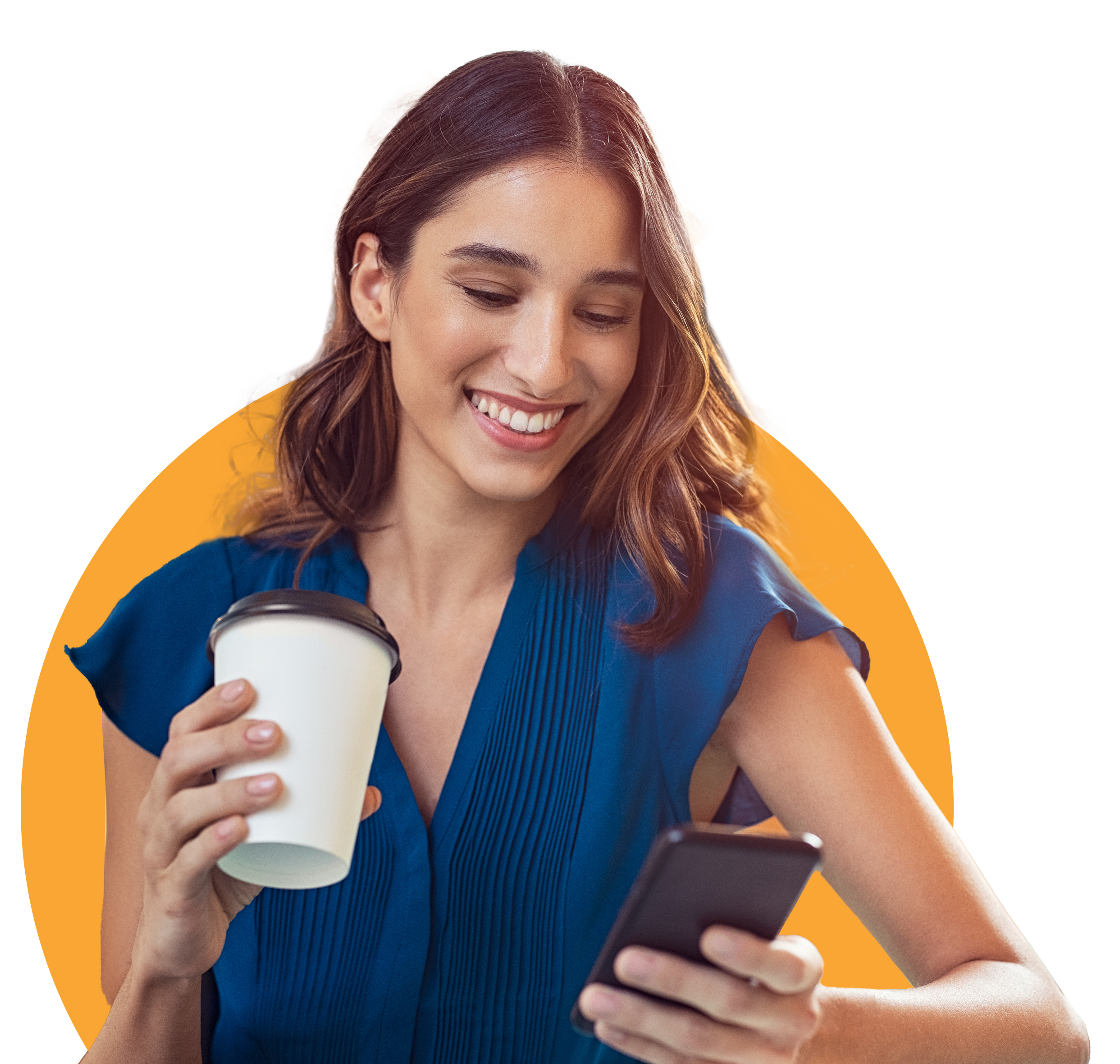 Young woman using phone to bank
